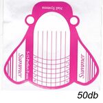 Pink fehér széles műköröm sablon 50db