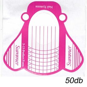 Pink fehér széles műköröm sablon 50db