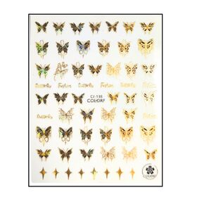 Körömmatrica Gold Black Butterfly CJ136AF