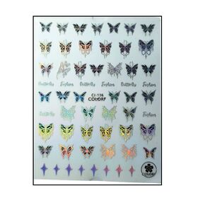 Körömmatrica Black Holo Butterfly