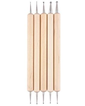 Körömdíszítő tű szett fanyelű 5db-os