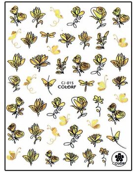 Körömmatrica Gold Flowers CJ015