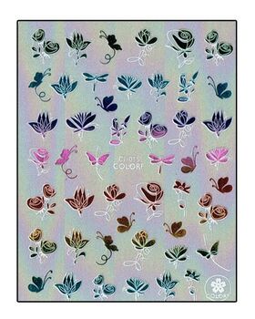 Körömmatrica Gold Flowers Colorful CJ015SZ