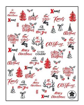 Körömmatrica Merry Christmas Red CJ025P