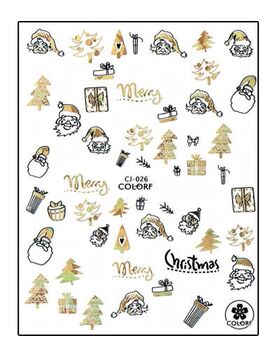 Körömmatrica Merry Santa Gold CJ026A