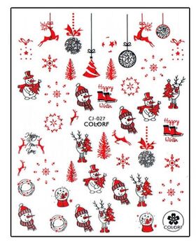 Körömmatrica Snowman Red CJ027P