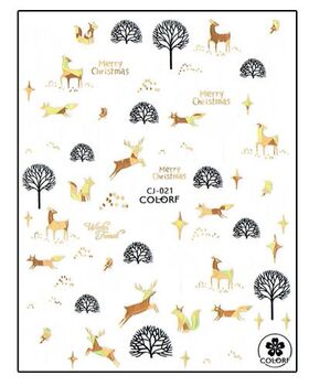 Körömmatrica Winter Forest Gold CJ021A