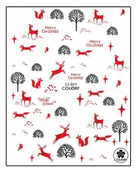 Körömmatrica Winter Forest Red CJ021P