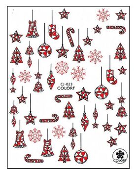 Körömmatrica Xmas Decoration Red CJ023P